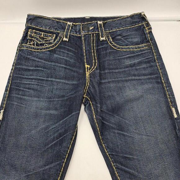 True Religion Ricky SUPER Stitch Geno Slim Fit Mens Blue Jeans 32‎ x 27 (EA-5) - Picture 1 of 16